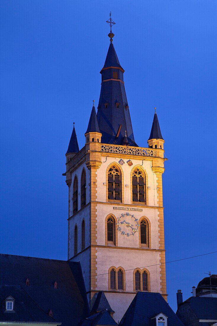 St  Gangolf church, illuminated at night, Trier, Germany