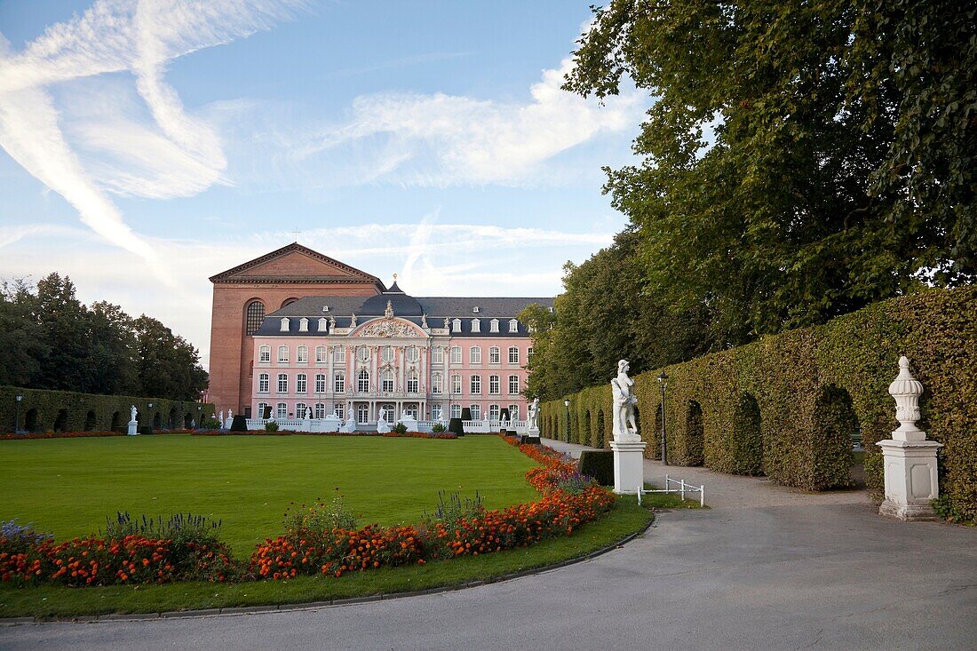 Palace of Trier, Basilica of Constantine and park with statues, Trier, Germany