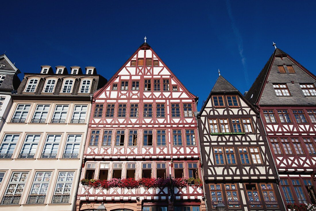 Historical buildings in the Römerberg plaza one of the major landmarks in Frankfurt am Main, Germany