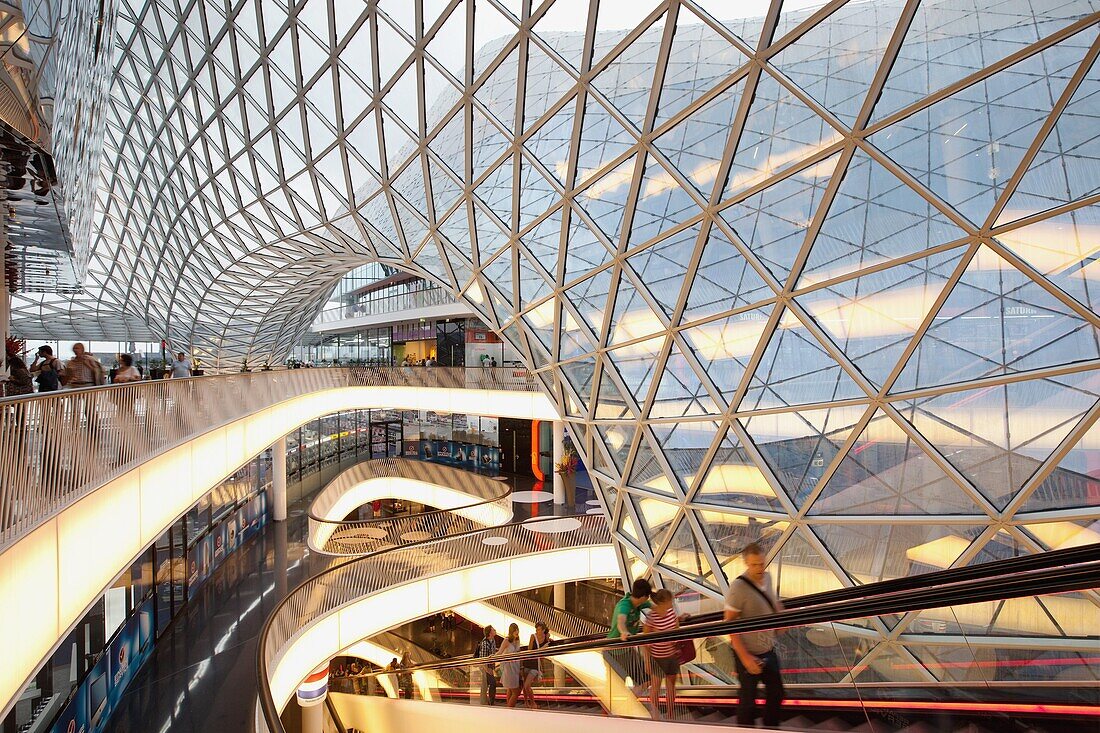 Interior of MyZeil shopping mall by Massimiliano Fuksas in Frankfurt am Main, Germany, Europe
