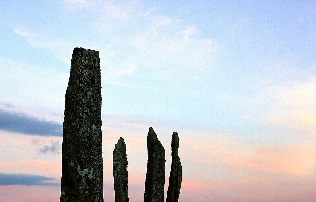 Kilmartin Valley, Argyll, Scotland  Prehistoric ritual landscape  4 of the standing stone megaliths of the Ballymeanoch site