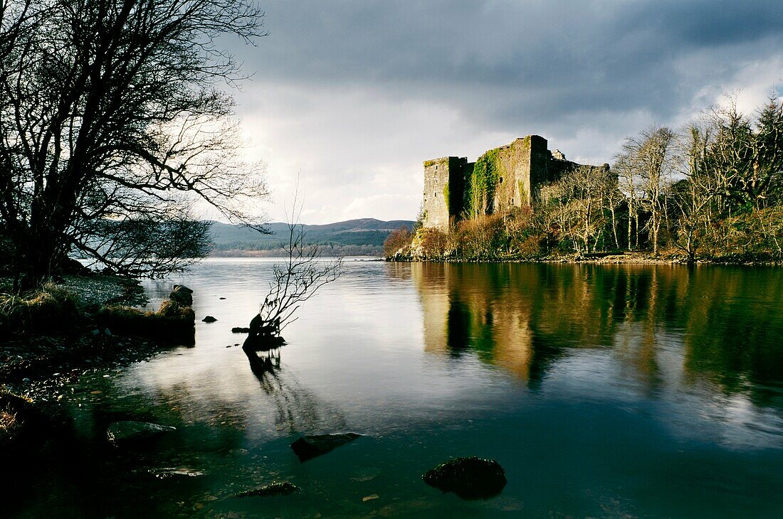 Loch Awe, Argyll and Bute, Scotland  Innis Chonnel Castle, evening light  Early Campbell stronghold at least 700 years old