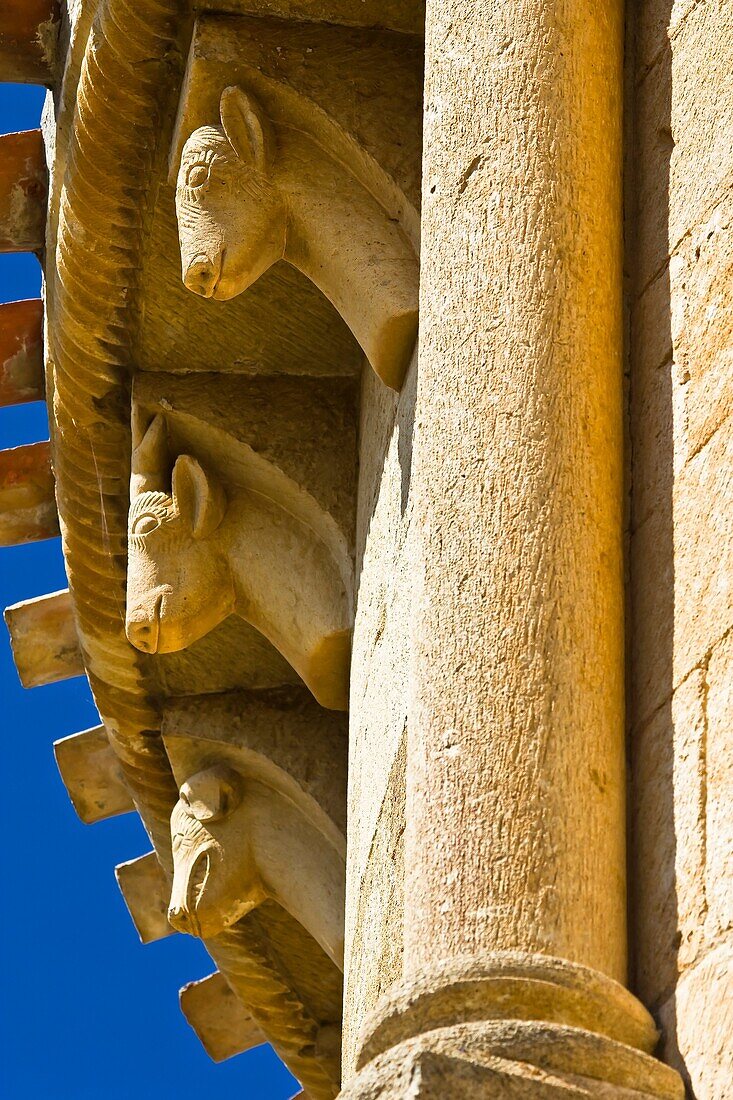 Corbels carved Romanesque church of San Pedro de Tejada - Valle de Valdivielso - Burgos - Castilla y Leon - Spain