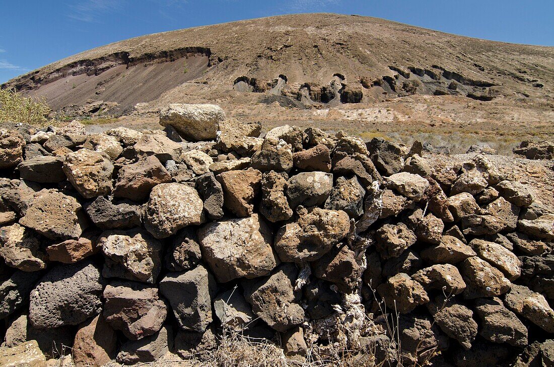 Rock volcanic Formations at the base of Montaña de Guenia  Lanzarote, Canary Islands, Spain