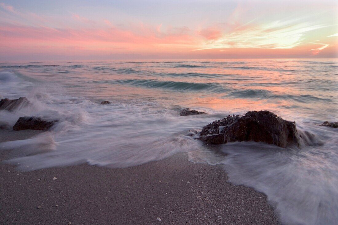 Sunset over Gulf of Mexico from Caspersen Beach, Gulf Coast, Venice, Florida