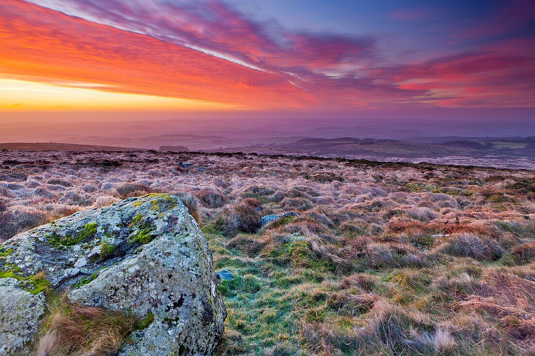 View from Rippon Tor towards Halshanger Common, Dartmoor National Park, Ilsington, Devon, England, UK, Europe