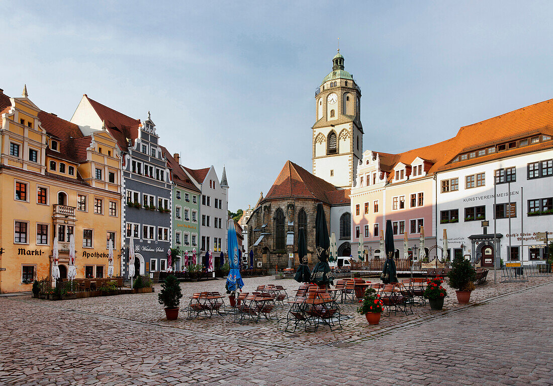 Blick auf Marktplatz und Frauenkirche, Meissen, Sachsen, Deutschland, Europa