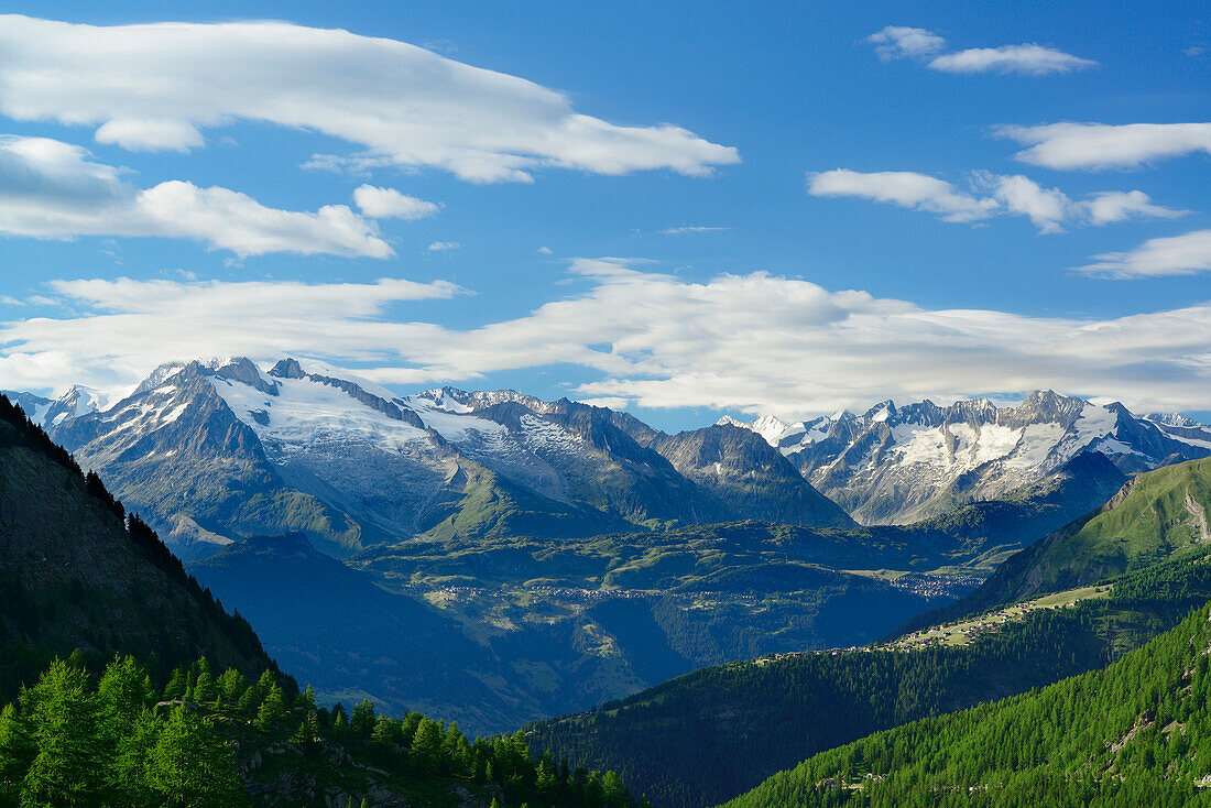 Blick auf Berner Alpen, Simplonpass, Wallis, Schweiz