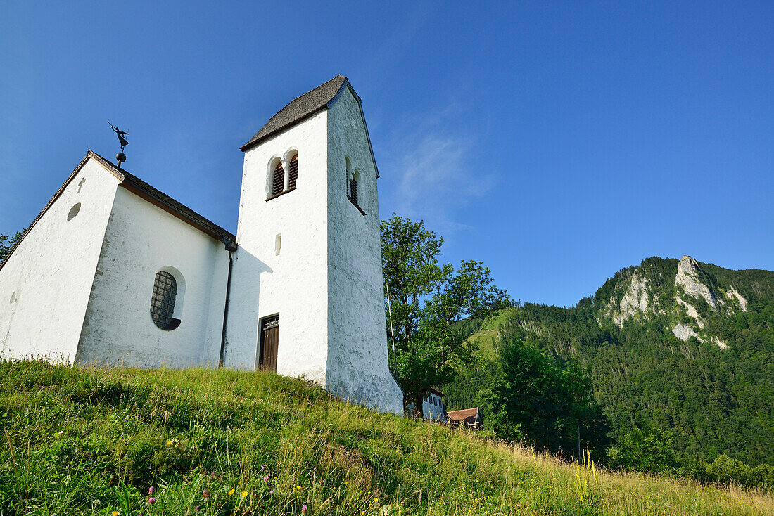 Peterskirche am Petersberg, Kleiner Madron, Inntal, Mangfallgebirge, Bayerische Alpen, Oberbayern, Bayern, Deutschland