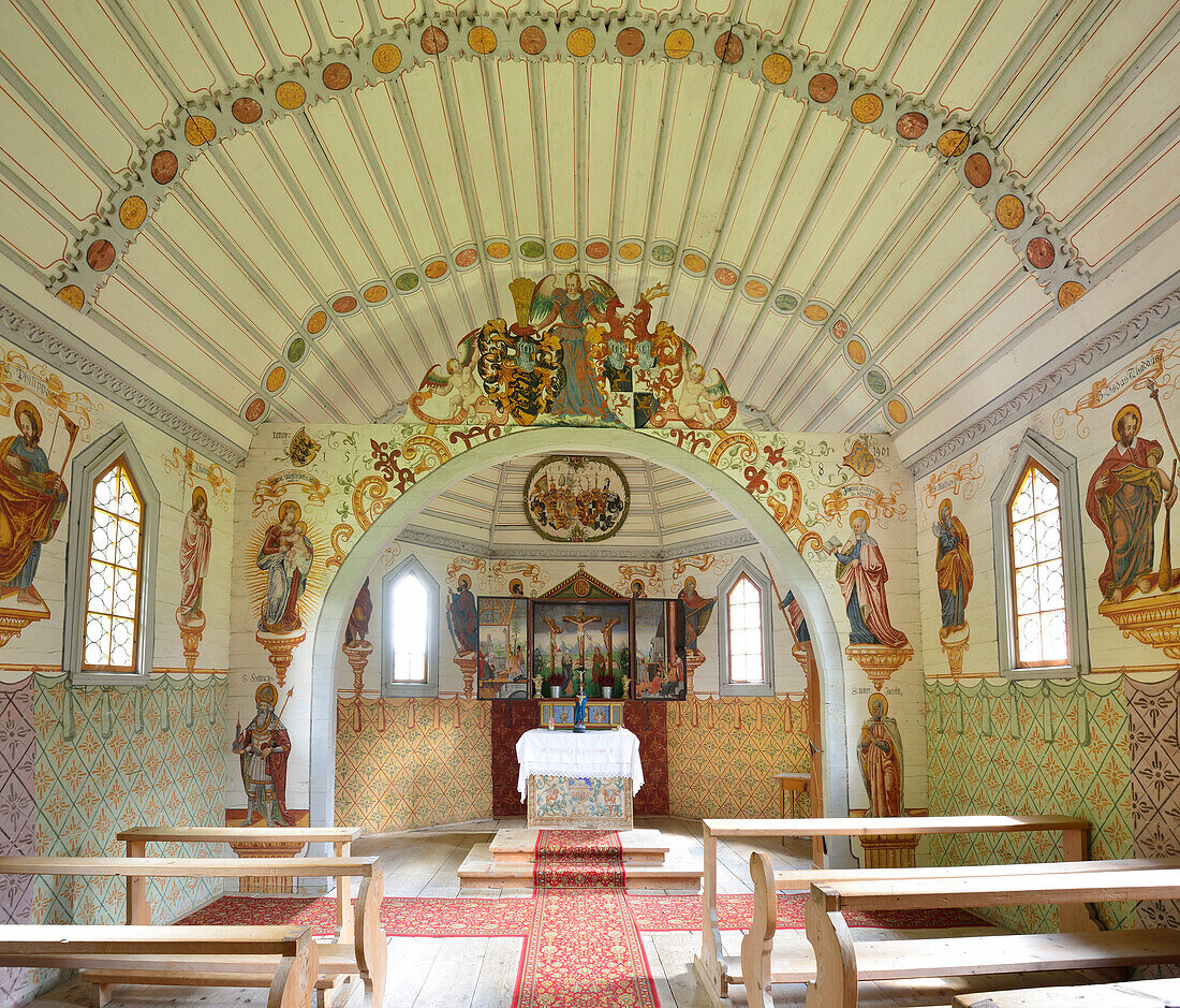 Inside the chapel of St. Anna, Rohrmoos, Starzlachtal valley, Allgaeu range, Upper Allgaeu, Allgaeu, Swabia, Bavaria, Germany