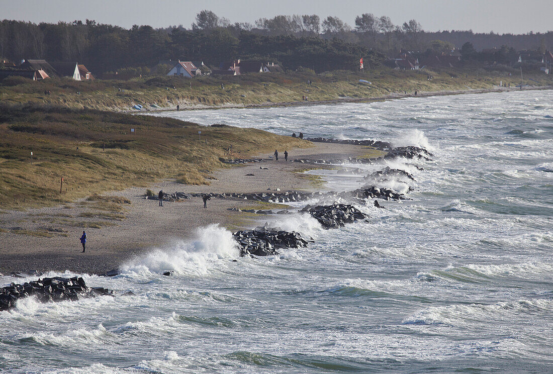 Sturmhochwasser am Strand in Kloster, Insel Hiddensee, Ostseeküste, Mecklenburg Vorpommern, Deutschland, Europa
