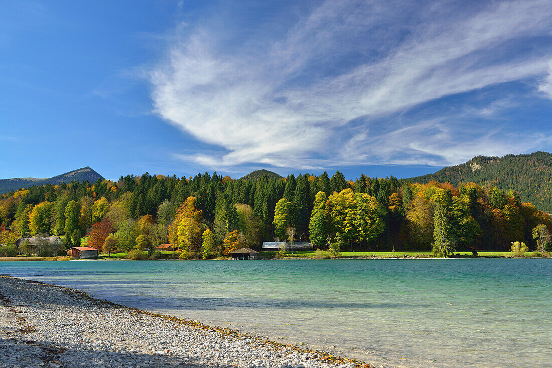 Lake Walchensee, Bavarian foothills, Upper Bavaria, Bavaria, Germany