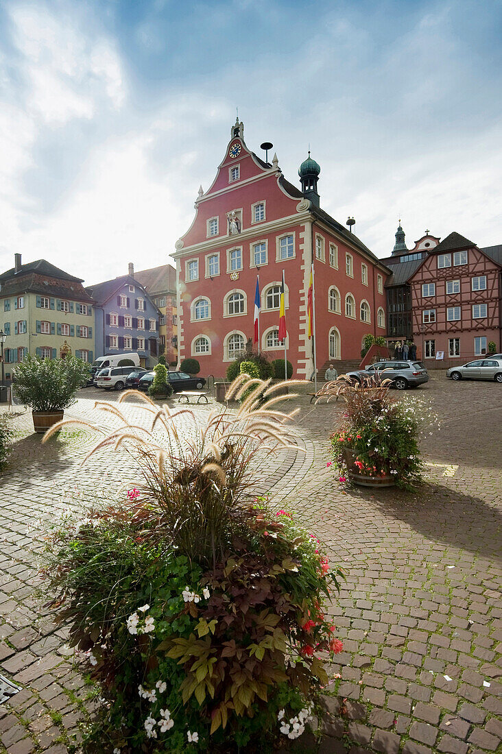 Blick auf das Rathaus der Barockstadt Ettenheim, Ortenau, Schwarzwald, Baden-Württemberg, Deutschland, Europa