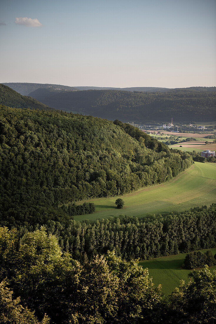 View at Unterkochen from Braunenberg, Aalen, Ostalbkreis, Swabian Alb, Baden-Wuerttemberg, Germany