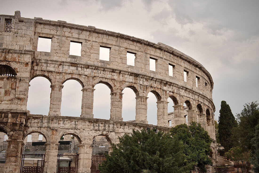 Detail of Roman amphitheatre in Pula, Istria, Croatia