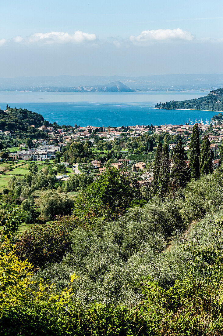 View towards Garda and Lago di Garda, Province of Verona, Northern Italy, Italy
