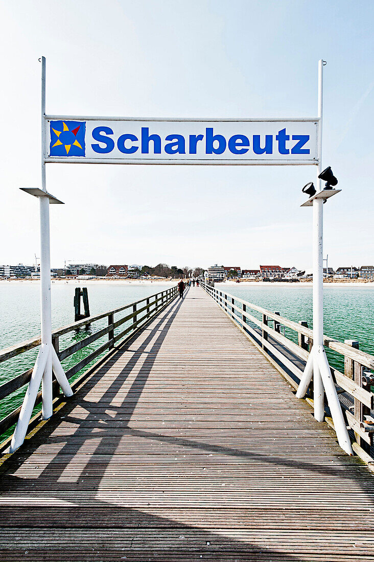 Beach and Wooden pier in Scharbeutz, Schleswig Holstein, Germany