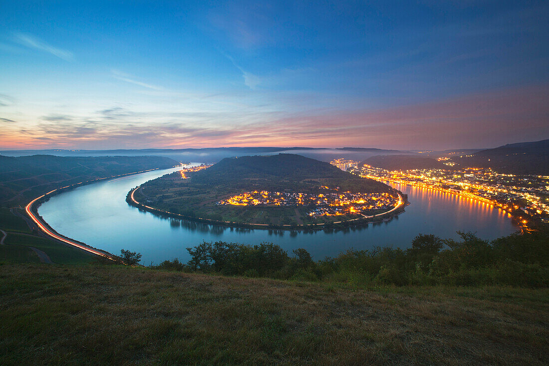 Rheinschleife bei Boppard, Rhein, Rheinland-Pfalz, Deutschland