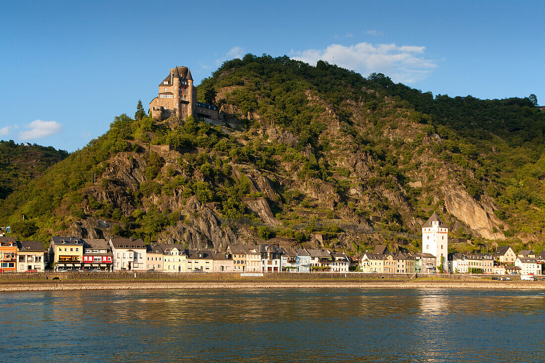 St Goarshausen with Katz castle, Rhine river, Rhineland-Palatinate, Germany