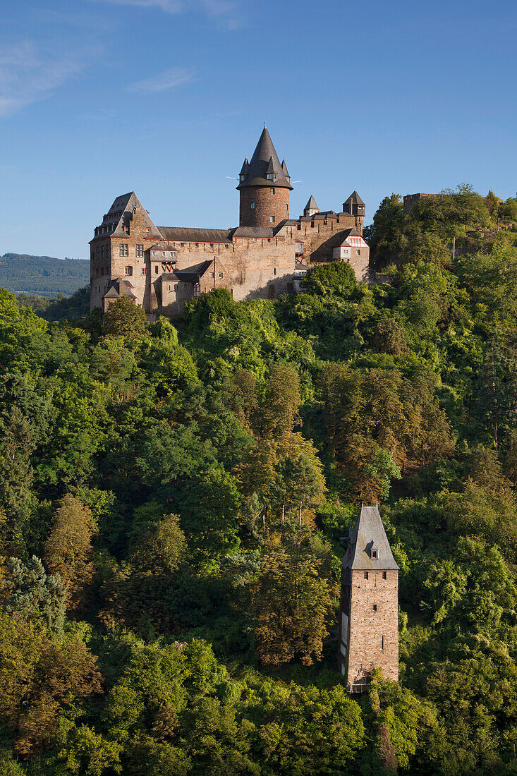 Stahleck castle above Bacharach, Rhine river, Rhineland-Palatinate, Germany