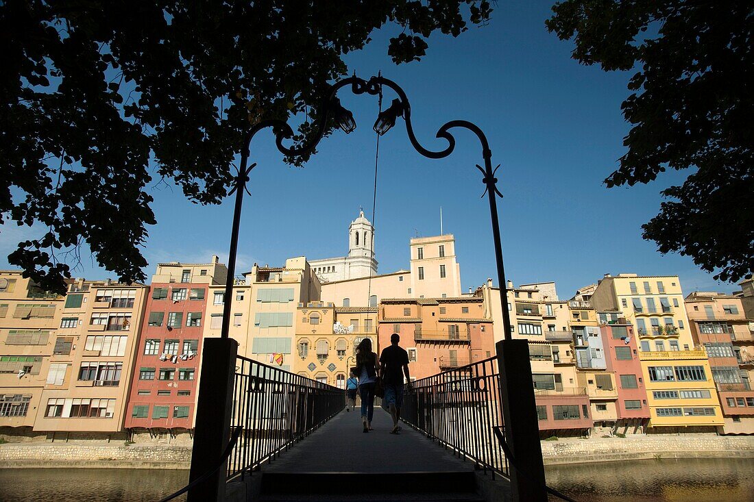 FOOTBRIDGE CASAS PENJADES ONYAR RIVER GIRONA CITY CATALONIA SPAIN