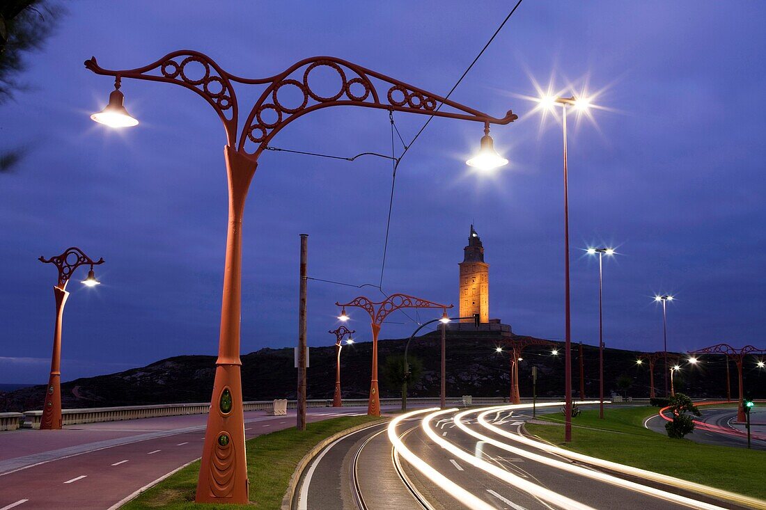 HERCULES TOWER LANTERNS PASEO MARATIMO LA CORUNA GALICIA SPAIN