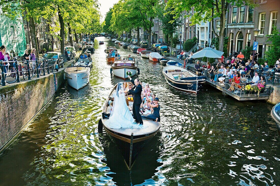 Dutch houses, Canal, Amsterdam, Netherlands.