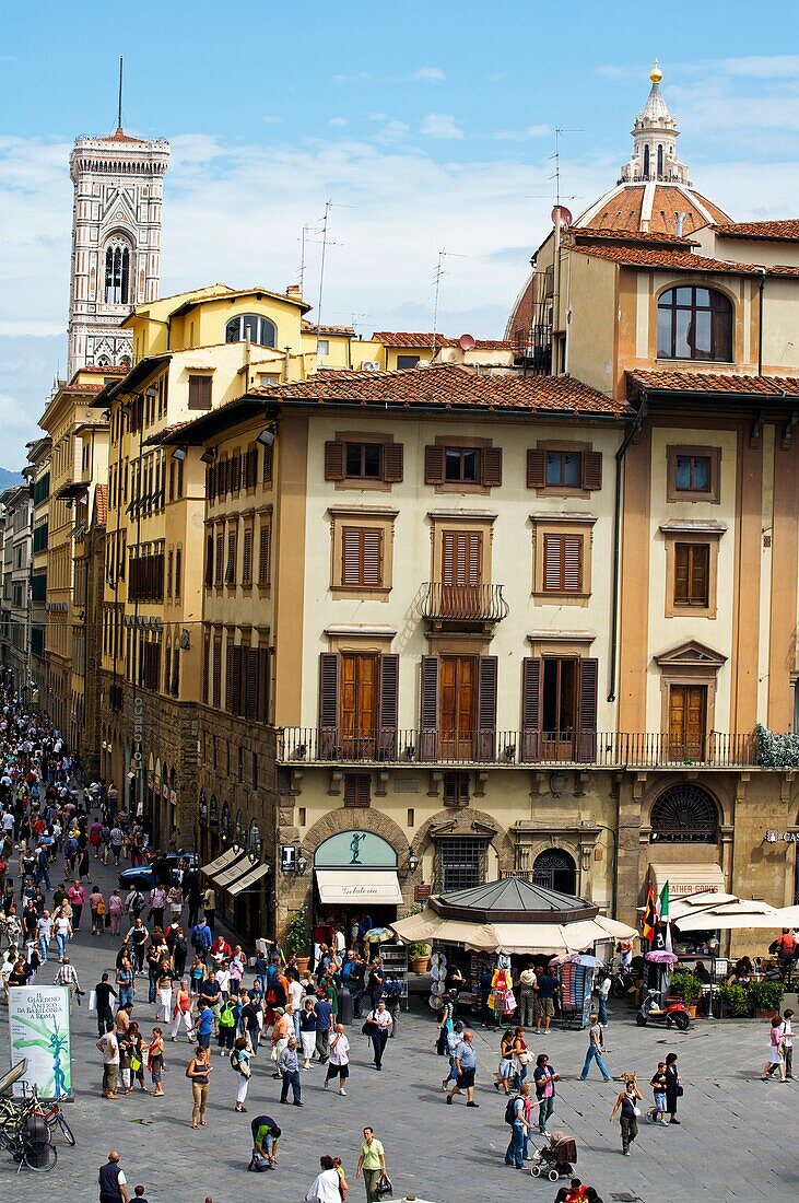 Piazza della Signoria and Campanile di Giotto Florence, Tuscany, Italy.