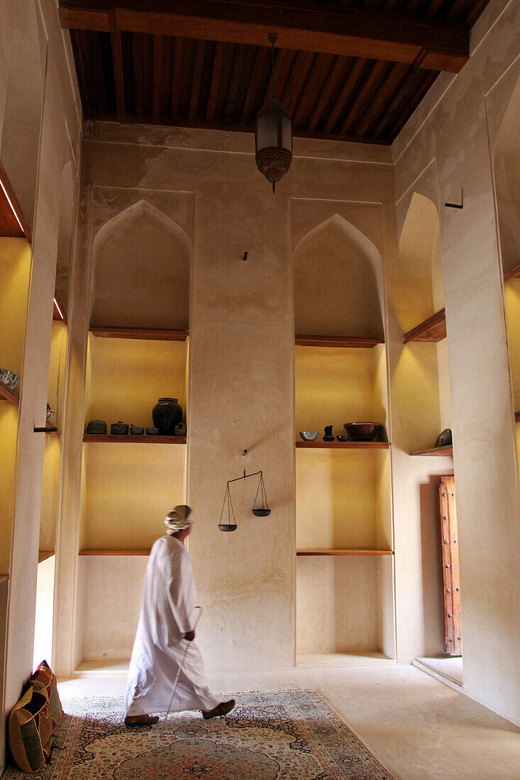 Interior Of The Old Court Justice In The Jabrin Fort (17Th Century), Sultanate Of Oman, Middle East