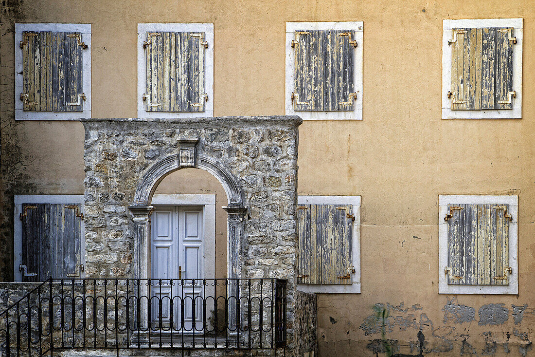 A House With Closed Shutters, Old Fortified Town Of Budva (Stari Grad), Adriatic Coast, Montenegro, Europe