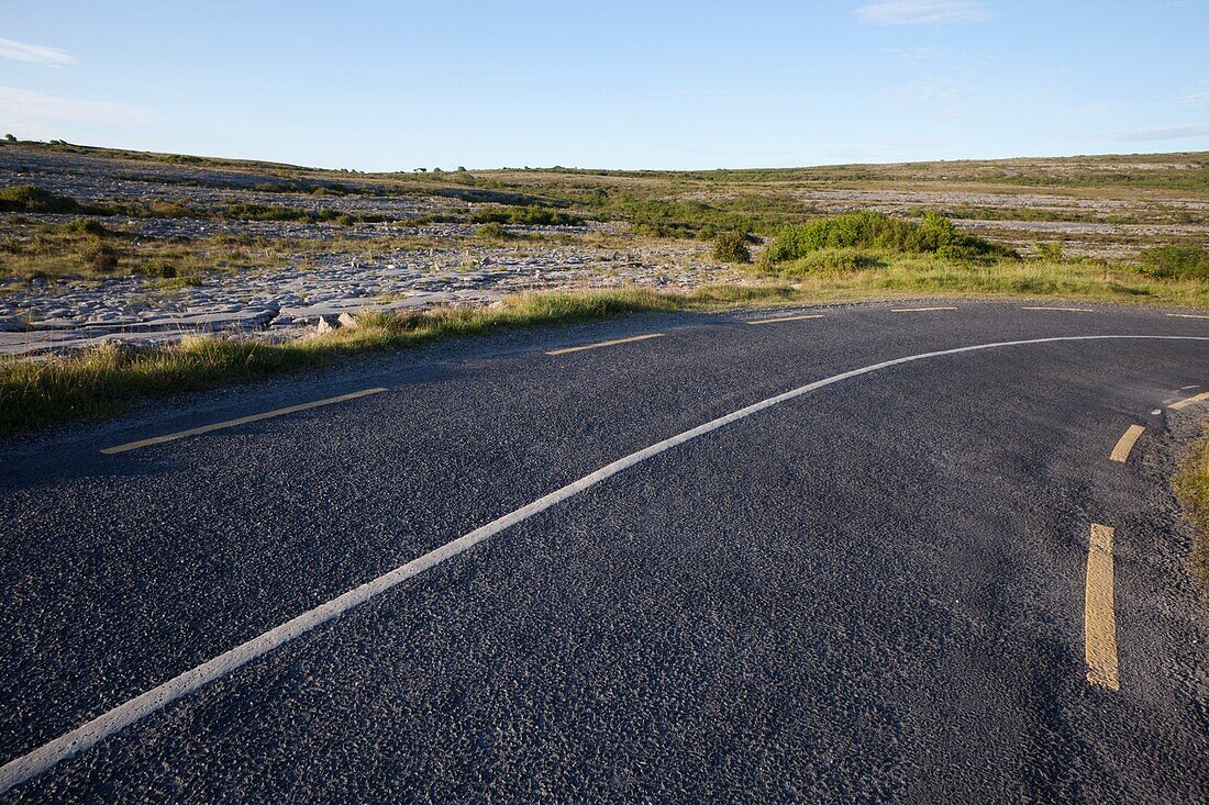 Republic of Ireland,County Clare,Empty Road in The Burren