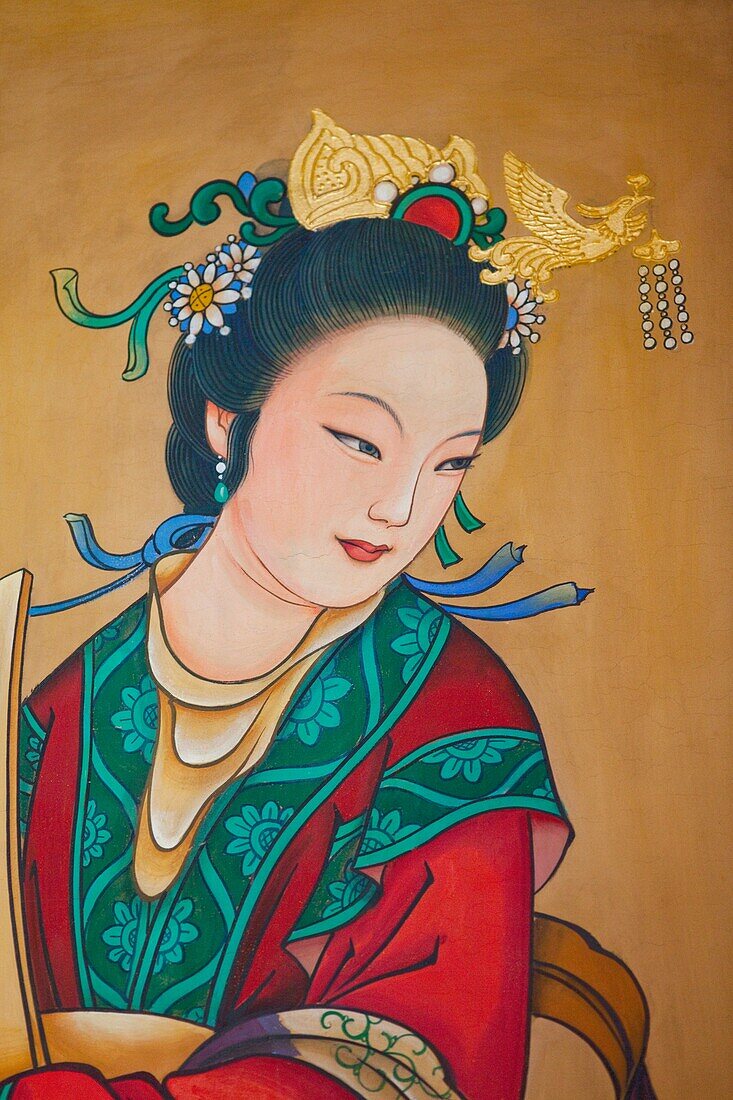 China,Beijing,Summer Palace,Buddhist Fragrance Pavilion,Painted Artwork depicting Portrait of Woman