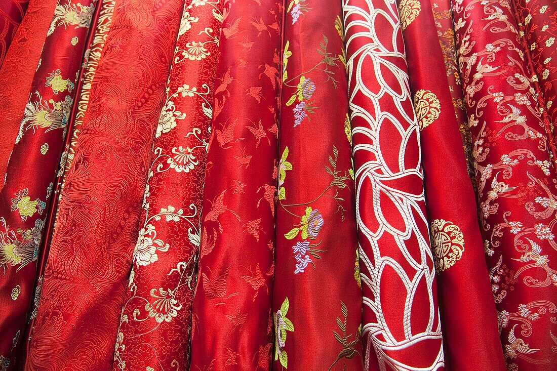 China,Beijing,The Silk Market,Detail of Silk Fabrics