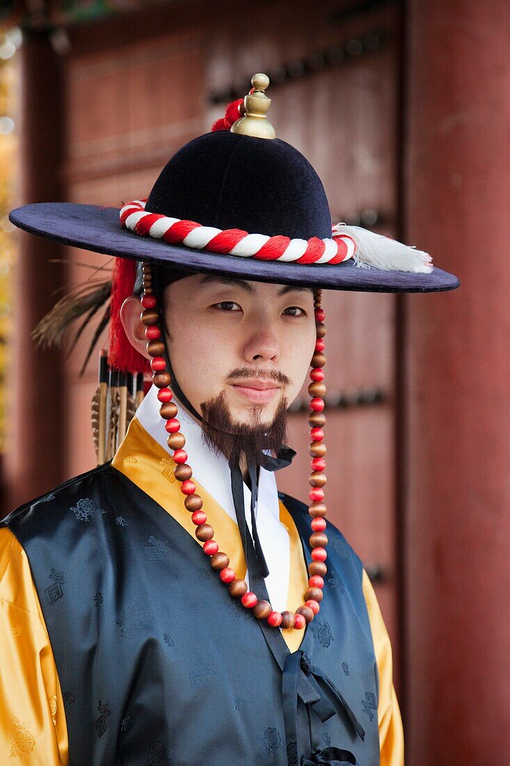Korea,Seoul,Deoksugung Palace,Ceremonial Guards in Traditional Uniform