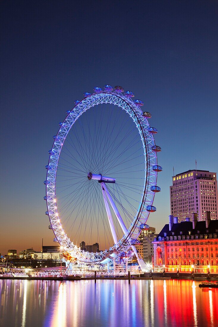 England,London,London Eye and County Hall Building