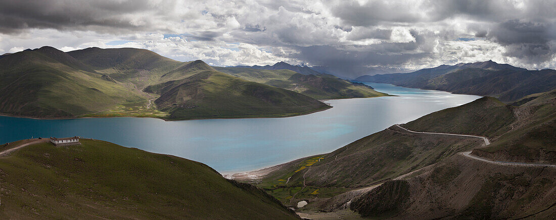 Yamdrok-tso also called Yamdrok Lake, or Yamzho Yumco  is a high sacred mountain lake.