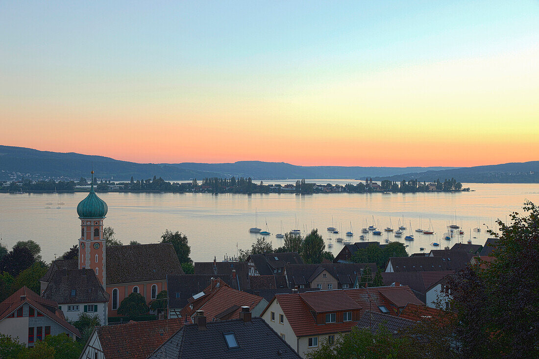Allensbach, view to Reichenau Island, Lower Lake, Lake of Constance, Baden-Wurttemberg, Germany