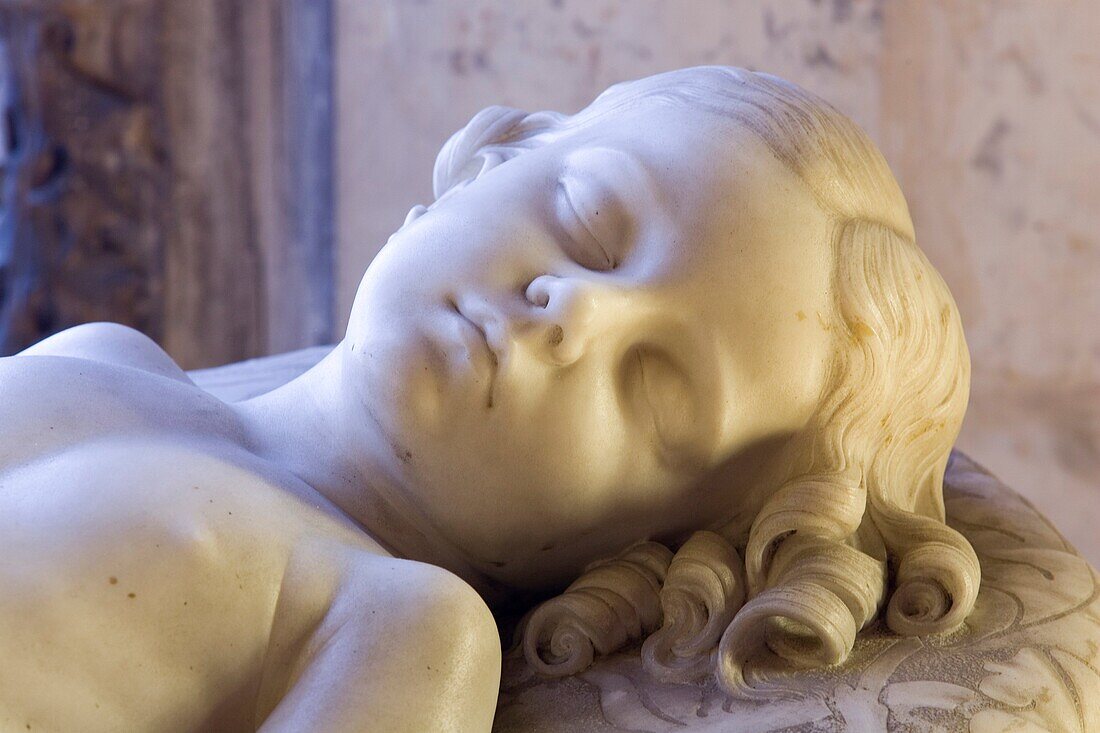 europe, italy, tuscany, siena, museum opera metropolitana, child sleeping by giovanni dupre