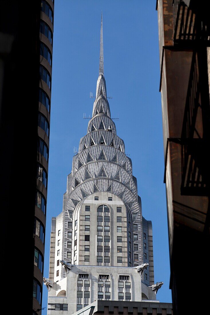Chrysler Building viewed down an alley, New York City, United States of America