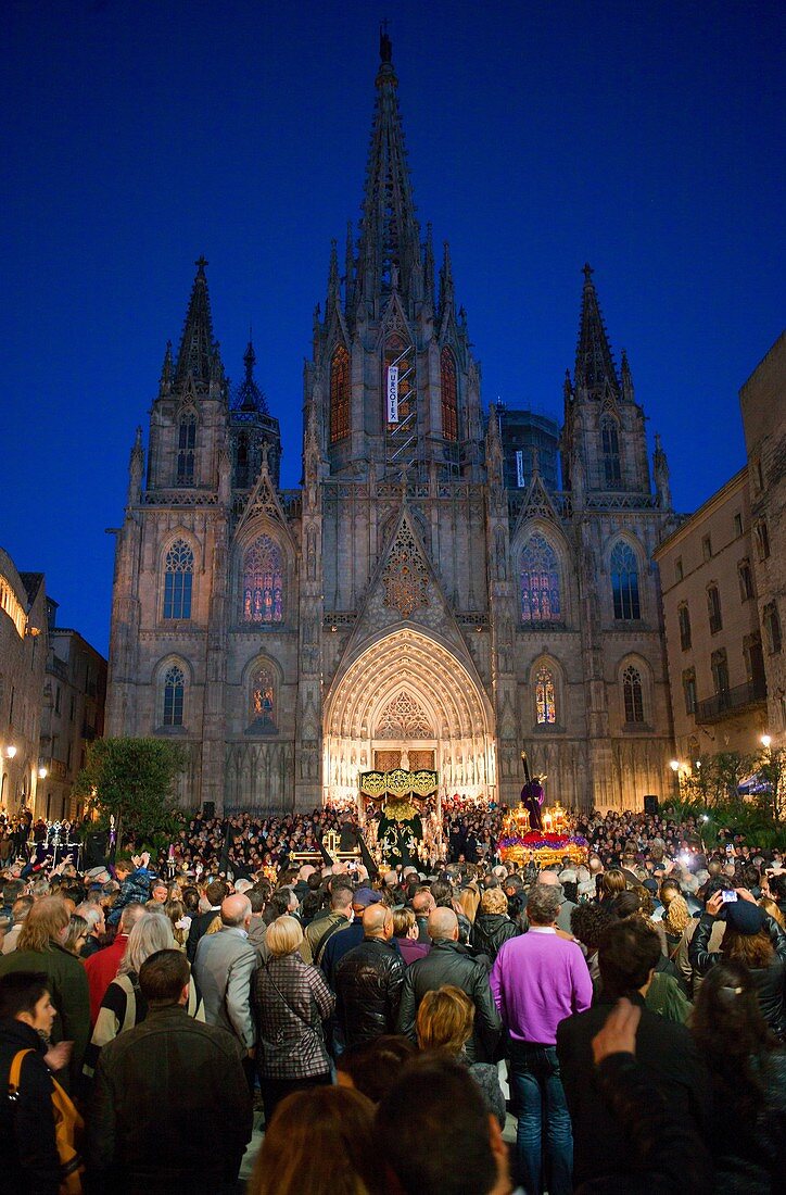 Processions,Good Friday, Easter week,Avinguda de la catedral,Barcelona, Catalonia, Spain