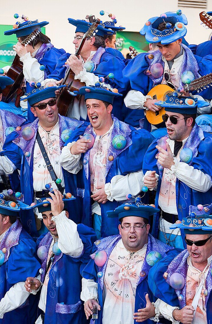 Carnival  Parade of choirs in Plaza Libertad or Plaza de Abastos Cádiz, Andalusia, Spain
