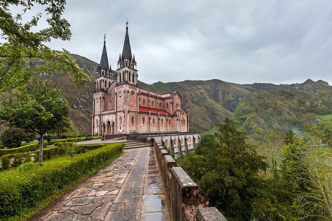 Basilica of Santa María la Real of Covadonga, Picos de Europa, Asturias, Spain