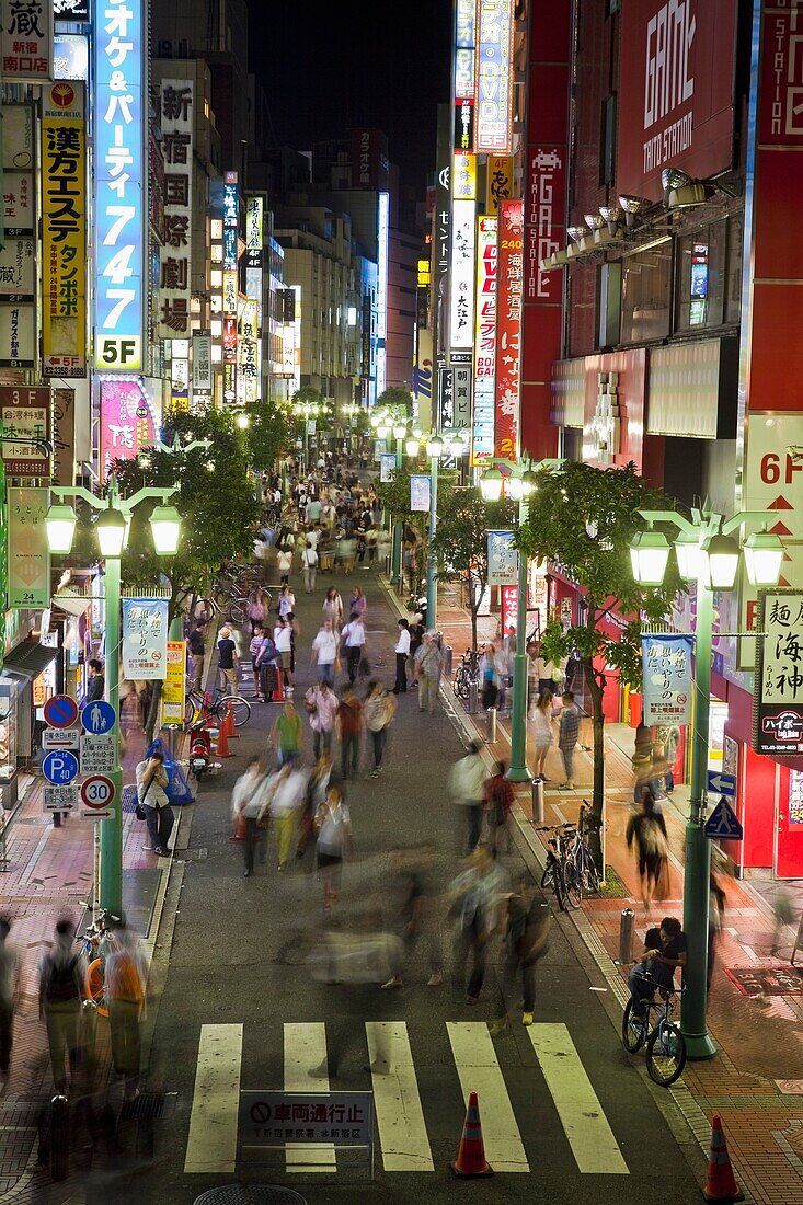 Shinjuku Street Scene at Night, Tokyo, Japan