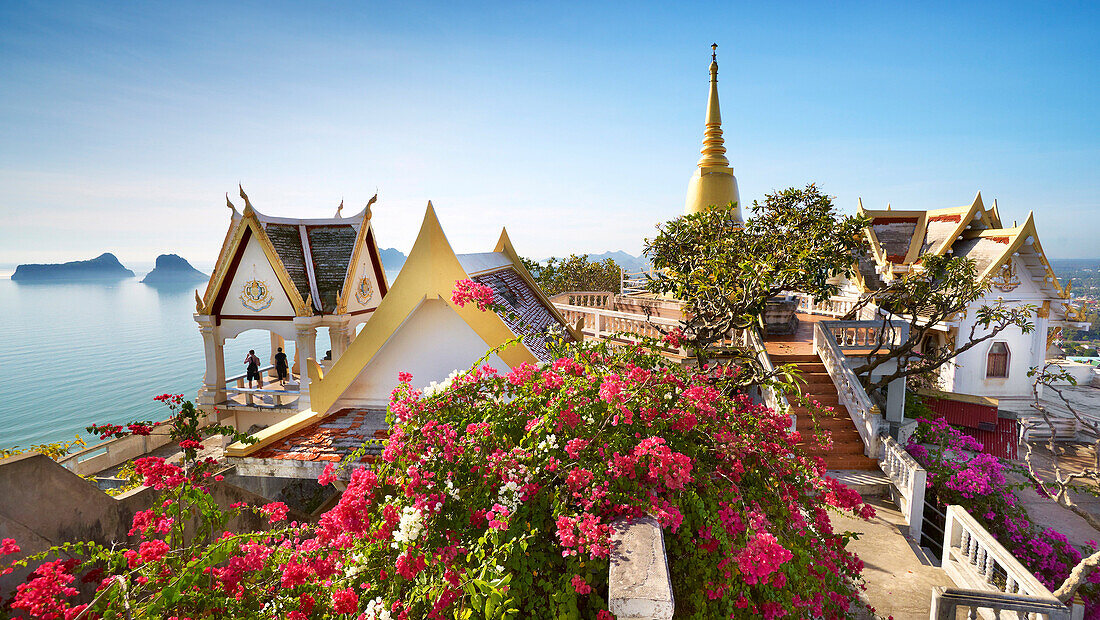 Thailand, Buddhist small monastery on the Khao Chong Krachok mountain, located near Prachuap city