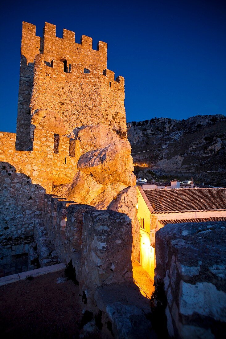 Tower of the Castle-Palace and Church of Los Remedios, Zuheros, Cordoba, Andalucia, Spain