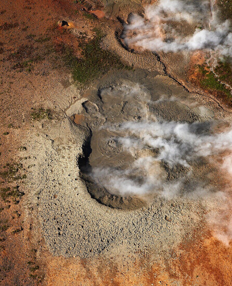 Steaming new boreholes created by earthquakes, Hveragerdi, Iceland