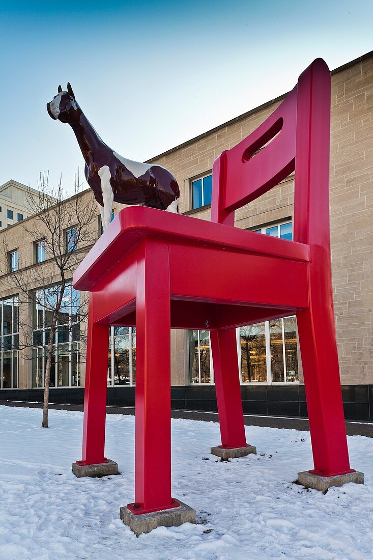USA, Colorado, Denver, The Yearling, sculpture by Donald Lipski outside the Denver Public Library