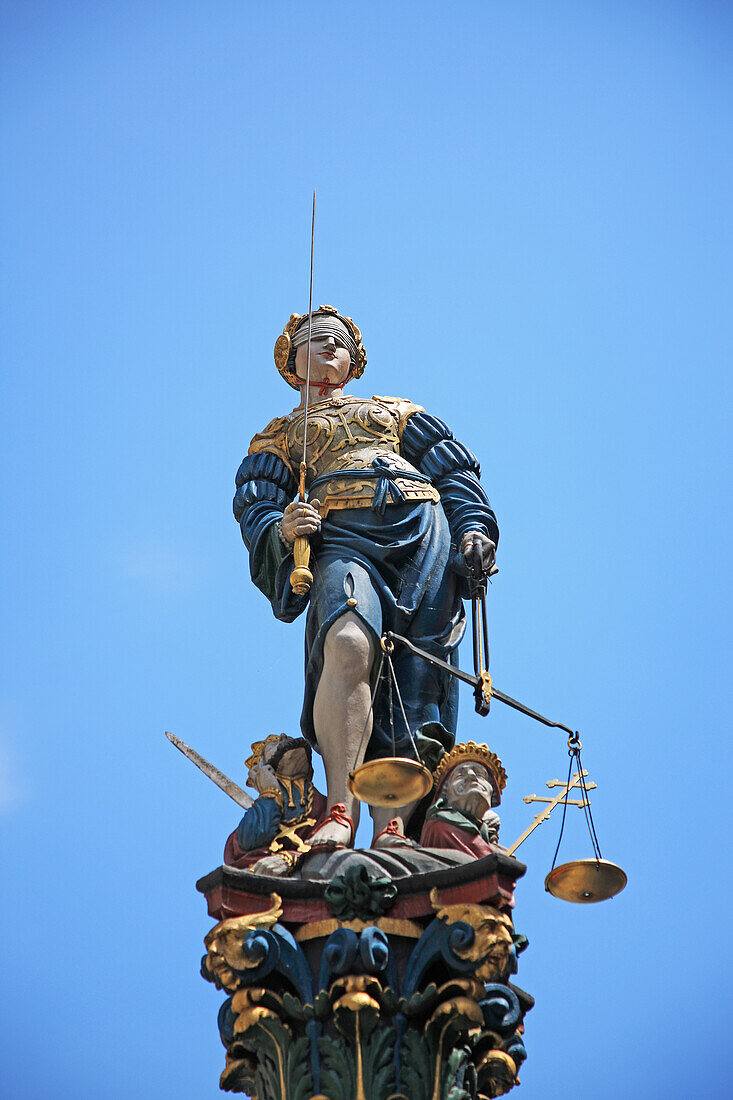 Travel, Geography, Culture, Europe, Switzerland, Bern, City, Town, Figure, Fountain, Justice, Justitia, Symbol, Balance, Sword, Vertical. Travel, Geography, Culture, Europe, Switzerland, Bern, City, Town, Figure, Fountain, Justice, Justitia, Symbol, Balan