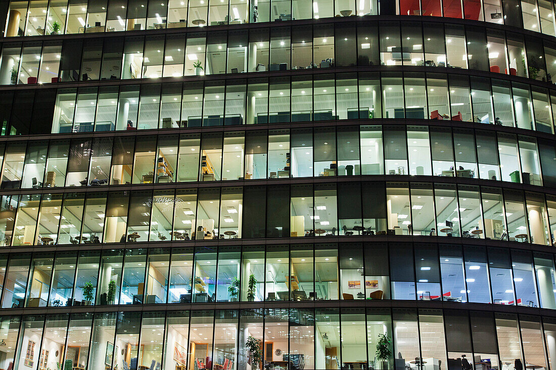 UK, United Kingdom, Great Britain, Britain, England, London, Southwark, More London Piazza, Offices, Office Building, Office Lights, Office Windows, Business, Architecture, Modern Architecture, Graphic, Night View, Night Lights, Illumination, Norman Foste