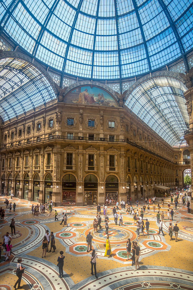 Italy, Europe, travel, Milano, Milan, Vittorio Emanuele, Galleria, architecture, center, city, downtown, gallery, glass, mosaic, people, shopping, tall, tourism,. Italy, Europe, travel, Milano, Milan, Vittorio Emanuele, Galleria, architecture, center, cit